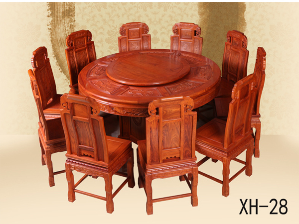 老榆木圆形餐桌餐椅批发